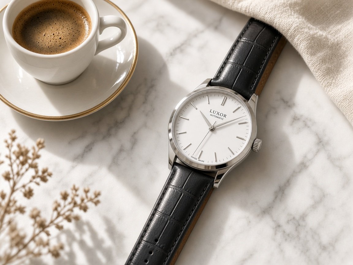 Luxury watch on marble with espresso