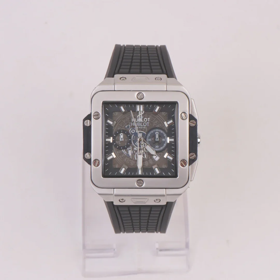 Black Strap Silver Dial Men's Wrist Watch
